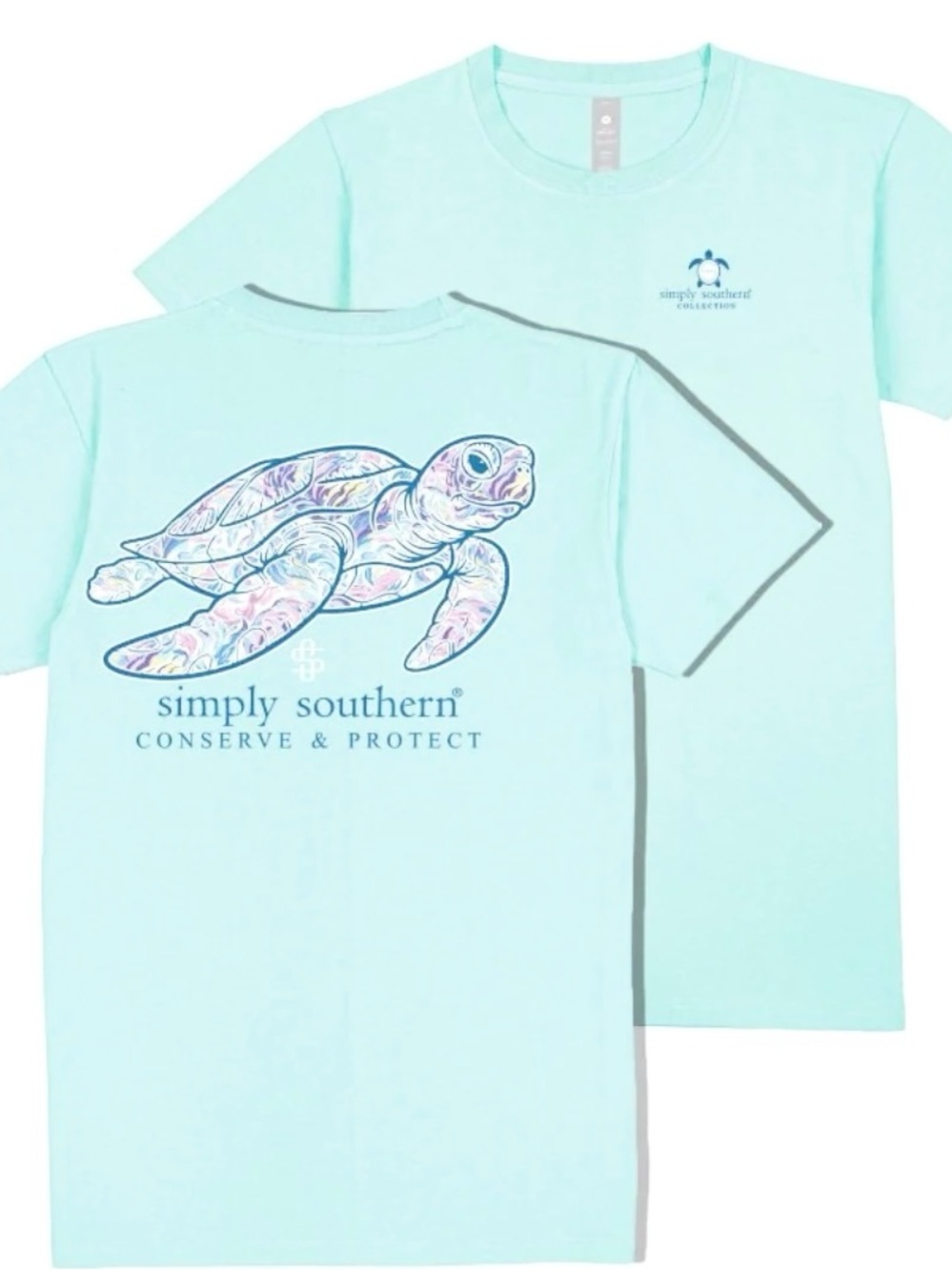 New Simply Southern Track a Sea Turtle Tee Women’s XXL / 2X Reef Lilly Mint